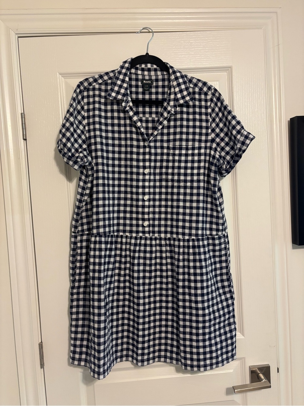 Roots Navy and White Gingham Short-Sleeve Shirt Dress - Picture 2 of 2